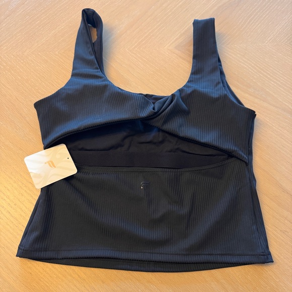 Fabletics Black Ribbed Square-Neck Tank - Picture 2 of 4